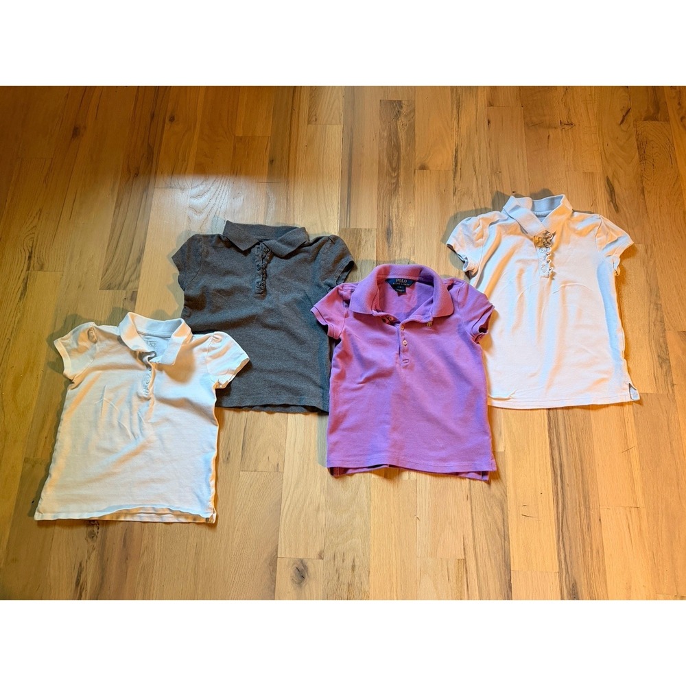 Girls 5/6 Polo Short Sleeve Shirts Lot of 4 Ralph Lauren Children's Place